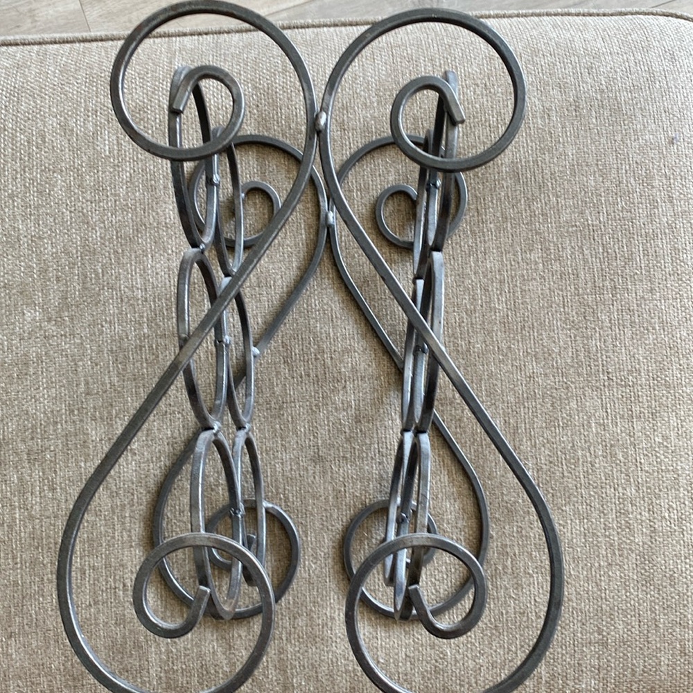 Wrought iron 6 bottle wine rack steel grey heavy design decor